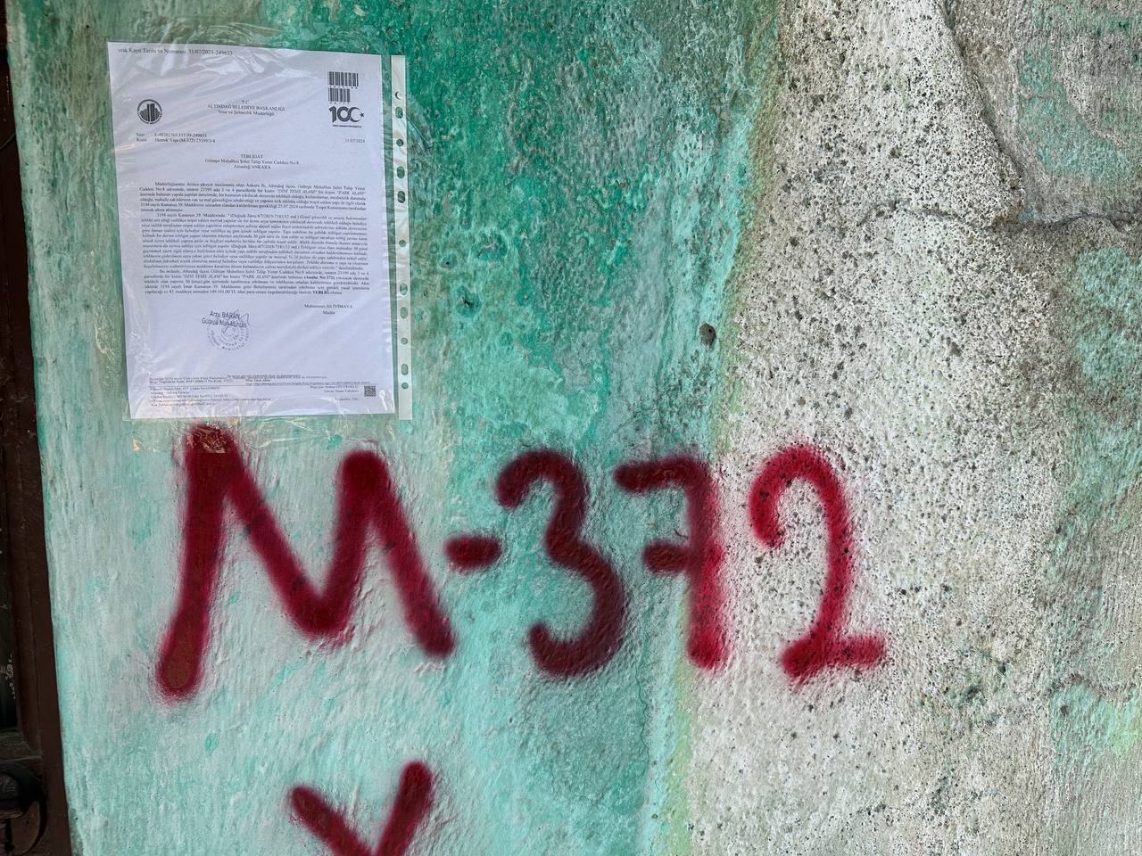 Gültepe Mahallesi Şehit Talip Yener Caddesi No:8 Yıkım Tebligatı
