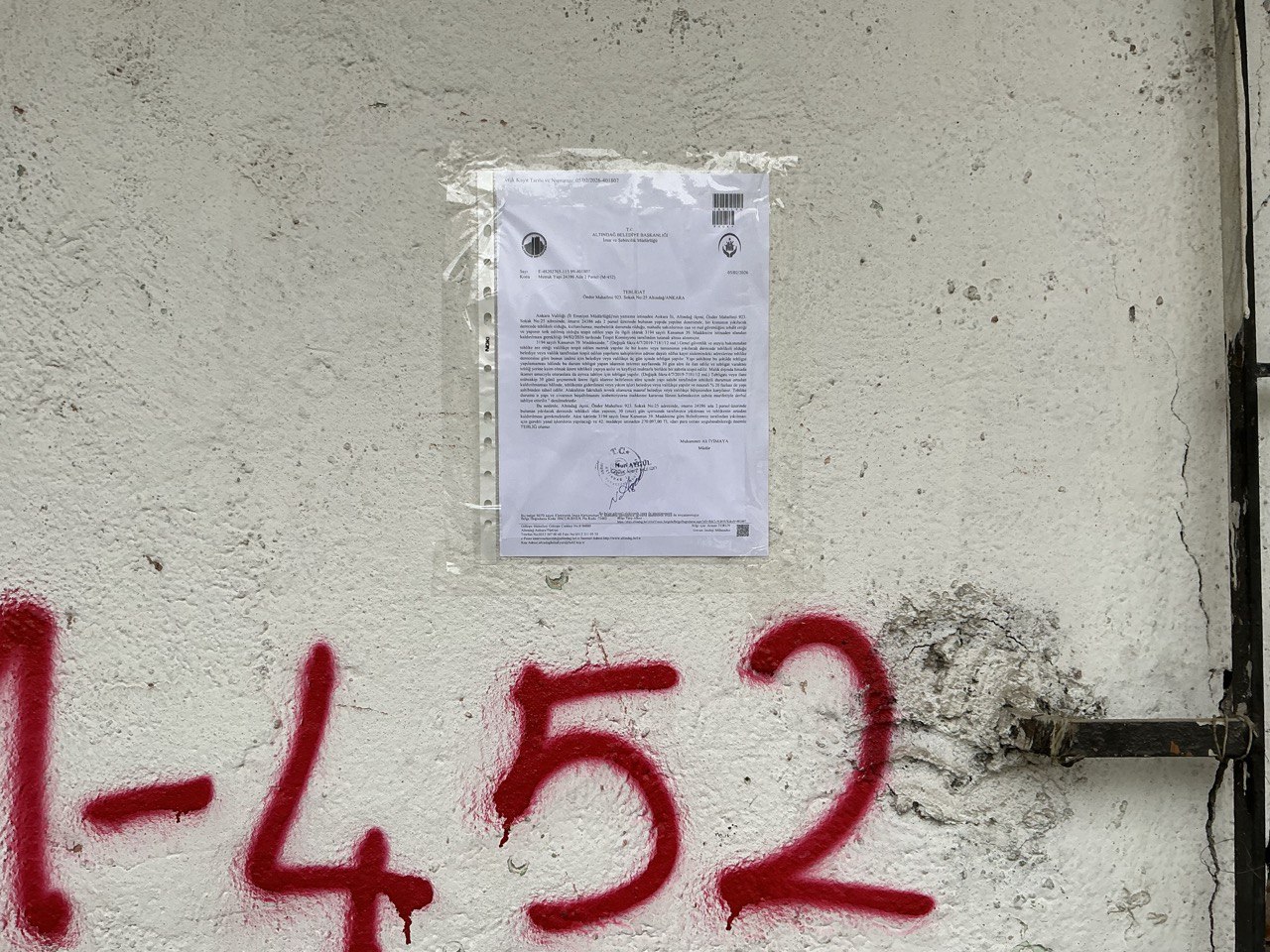 Önder Mahallesi 923. Sokak No:25 Altındağ/ANKARA Yıkım Tebligatı